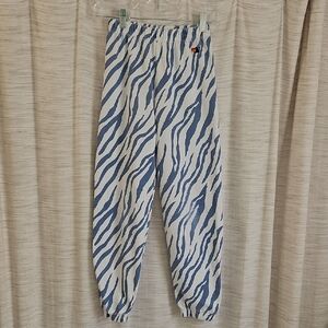 Aviator Nation Kids Size 14 Blue and White Tiger Print Joggers